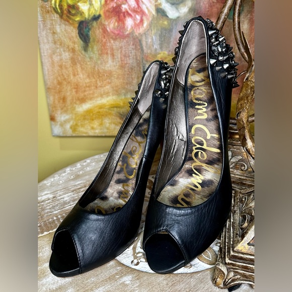 EUC SAM EDELMAN “Lorissa” Rockstar Glam Pumps in Black Leather Size 9.5 Intact!! - Picture 5 of 16